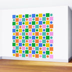 Colorful happy face checkered pattern art Wall Mural Gallery Image 2