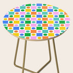 Colorful happy face checkered pattern art Side Table Gallery Image 2
