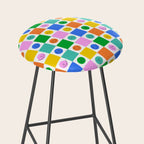 Colorful happy face checkered pattern art Stool Gallery Image 2