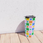 Colorful happy face checkered pattern art Travel Mug Gallery Image 4