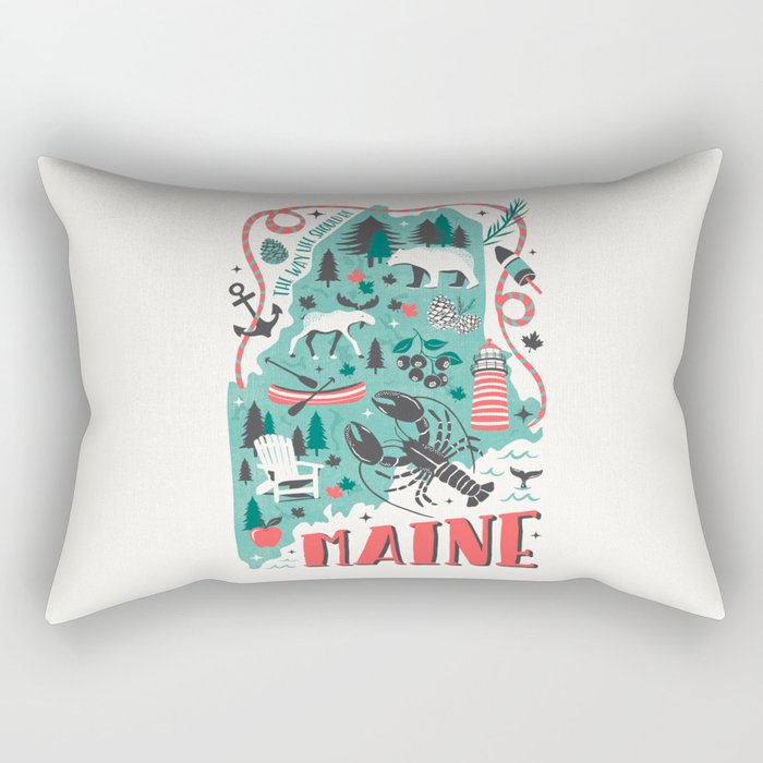 Maine Map Rectangular Pillow Gallery Image 2