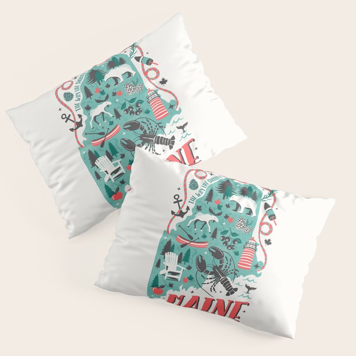 Maine Map Pillow Sham Gallery Image 3