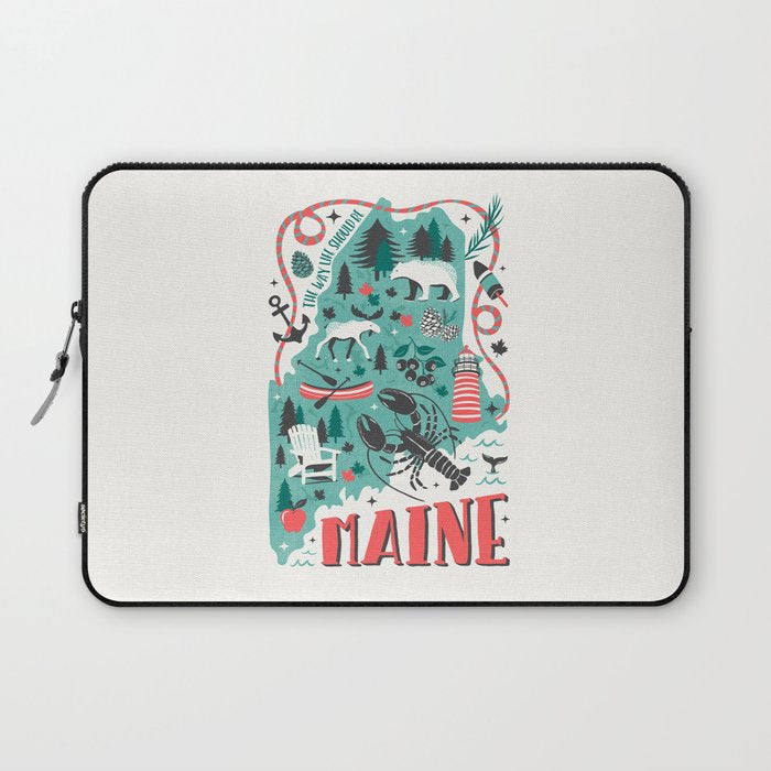 Maine Map Laptop Sleeve Gallery Image 1