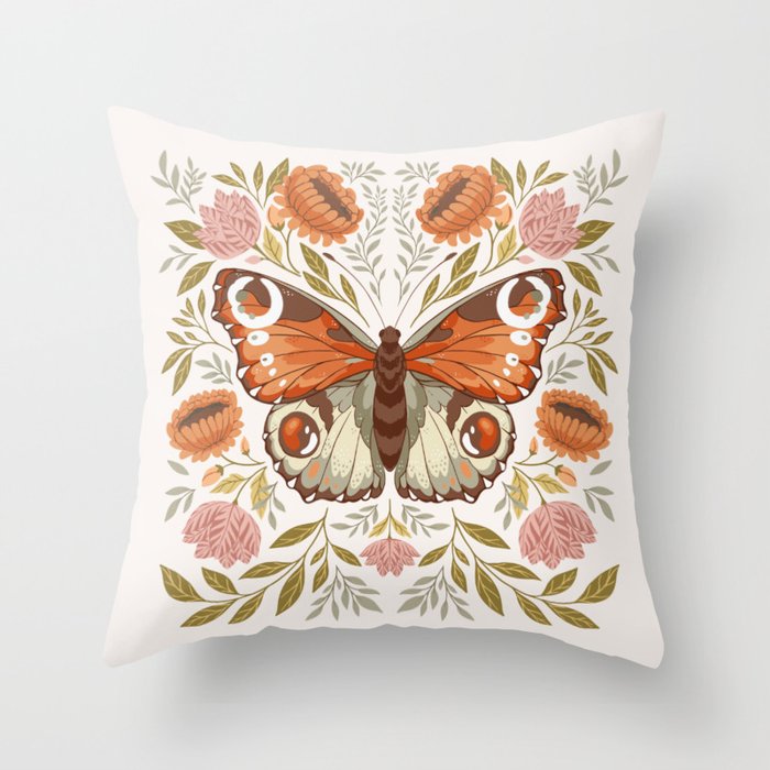 William Morris Inspired Butterfly Throw Pillow Gallery Image 1