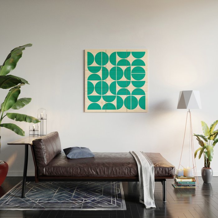 Mid Century Modern Geometric 04 Turquoise Wood Wall Art Gallery Image 2