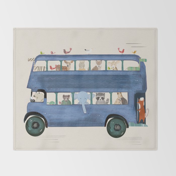 the big blue bus Throw Blanket Gallery Image 2