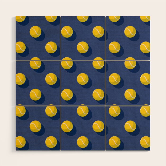 BALLS Tennis - hard court - pattern Wood Wall Art Gallery Image 1