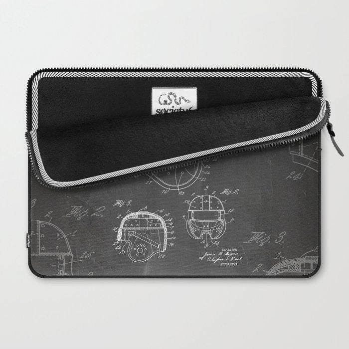 Football Helmet Patent - Football Art - Black Chalkboard Laptop Sleeve Gallery Image 2