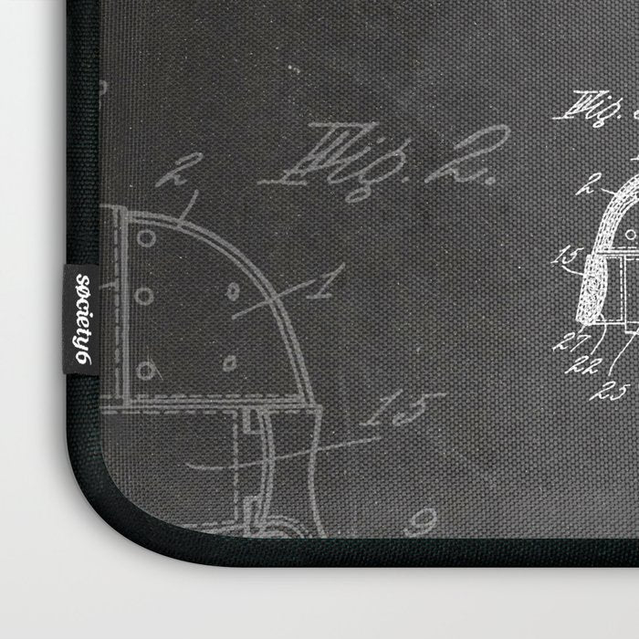Football Helmet Patent - Football Art - Black Chalkboard Laptop Sleeve Gallery Image 3