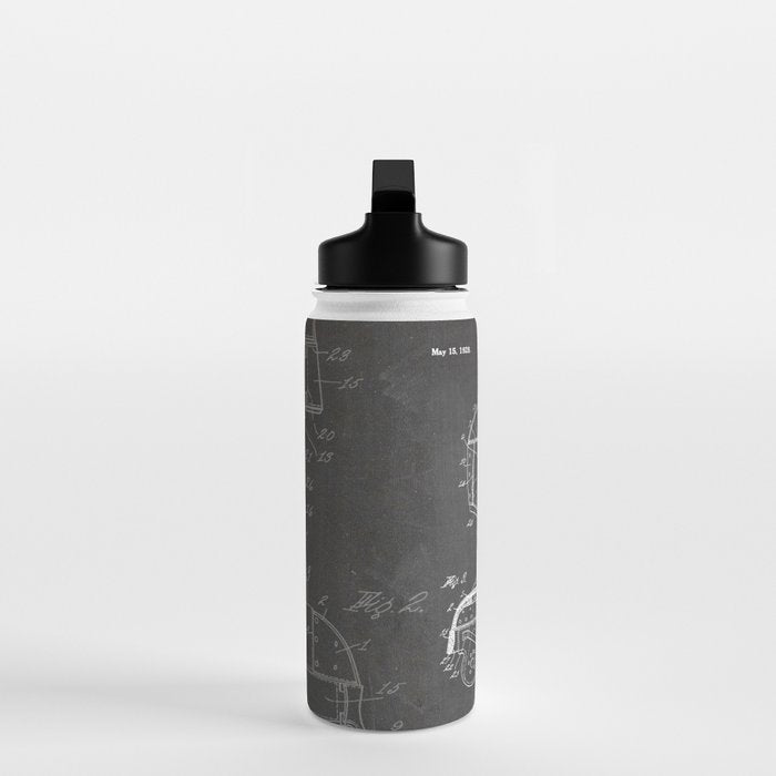 Football Helmet Patent - Football Art - Black Chalkboard Water Bottle Gallery Image 3