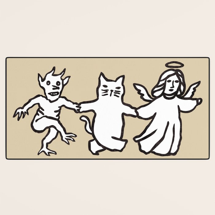 The angel and devil and cat Desk Mat Gallery Image 3