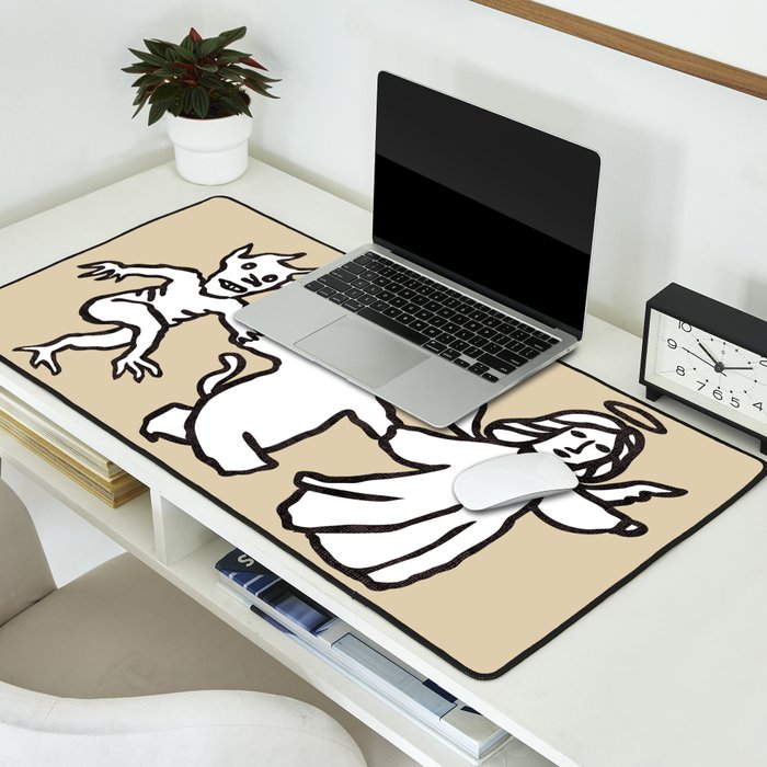The angel and devil and cat Desk Mat Gallery Image 2