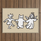 The angel and devil and cat Outdoor Rug Gallery Image 1