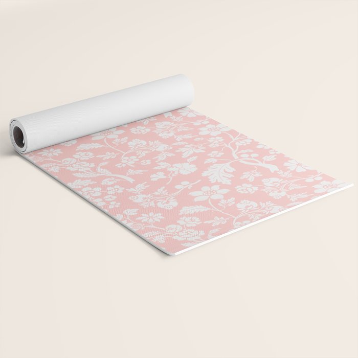 Vintage Style Chintz Florals On Soft Pink Yoga Mat Gallery Image 2
