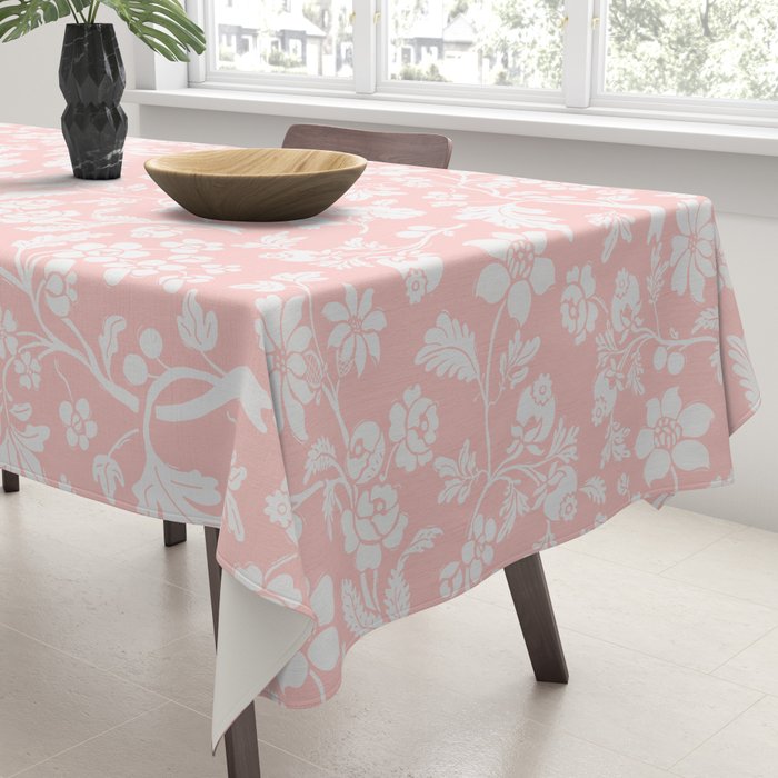 Vintage Style Chintz Florals On Soft Pink Tablecloth Gallery Image 3