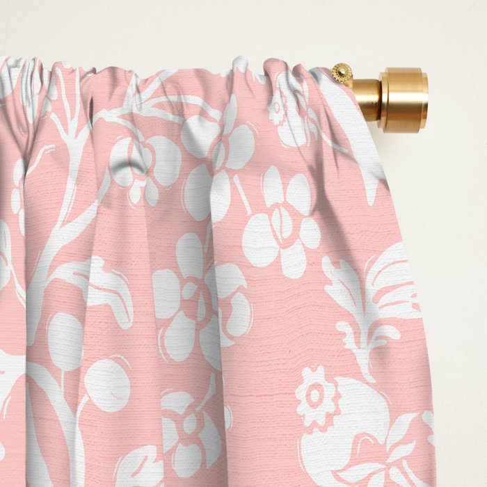 Vintage Style Chintz Florals On Soft Pink Window Curtain Gallery Image 2