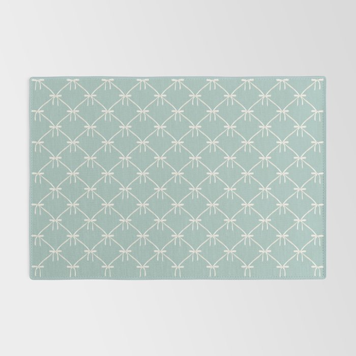 Bows & Ribbons Pattern XXVIII Pastel Mint Green Rug Gallery Image 2