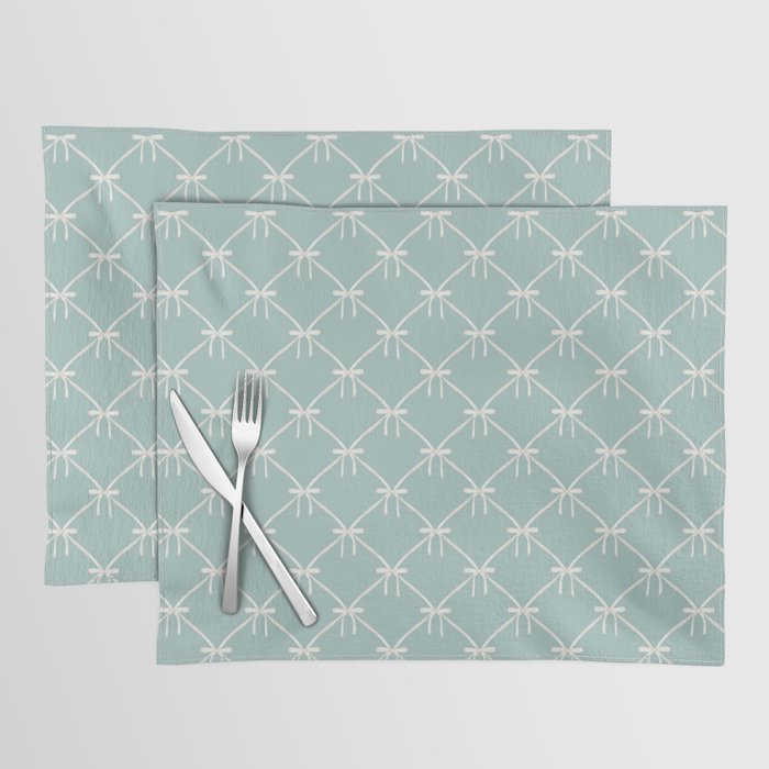 Bows & Ribbons Pattern XXVIII Pastel Mint Green Placemat Gallery Image 1