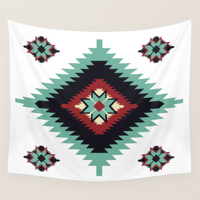 Southwest Santa Fe Geometric Tribal Indian Pattern Wall Tapestry Gallery Image 4