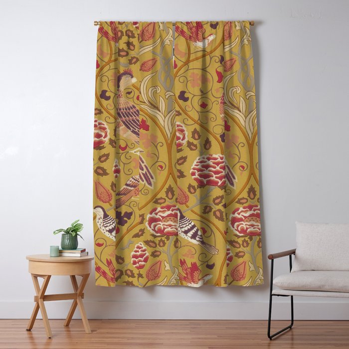 William Morris Seasons by May Melsetter  Saffron Gold Window Curtain Gallery Image 5