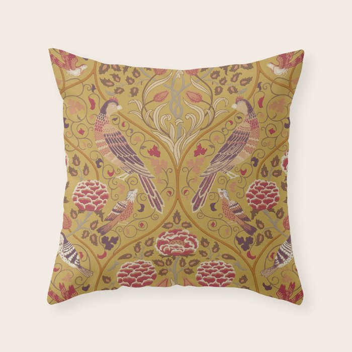 William Morris Seasons by May Melsetter  Saffron Gold Throw Pillow Gallery Image 1