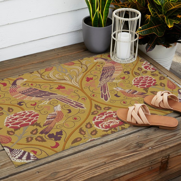 William Morris Seasons by May Melsetter  Saffron Gold Outdoor Rug Gallery Image 2