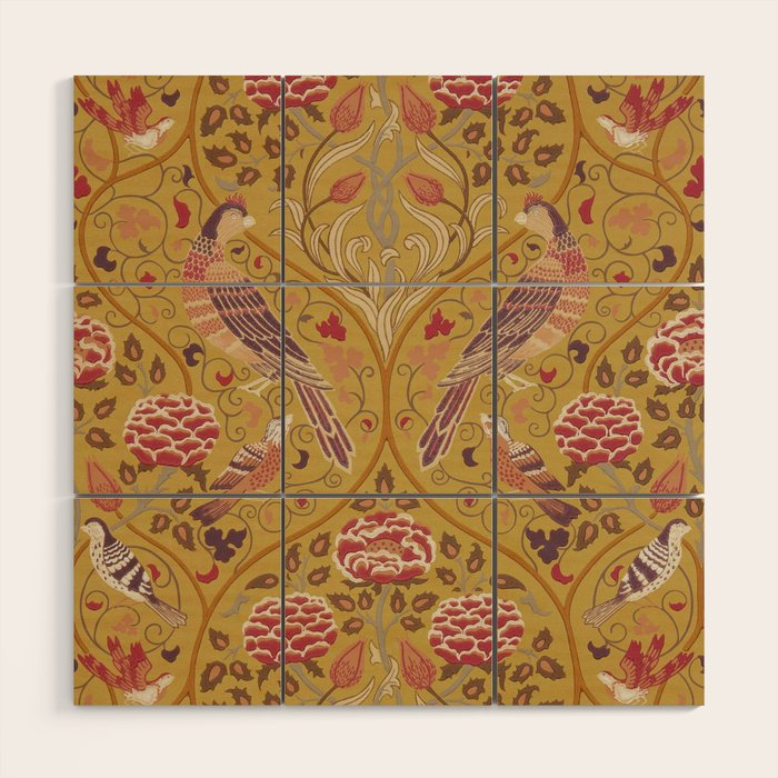 William Morris Seasons by May Melsetter  Saffron Gold Wood Wall Art Gallery Image 1