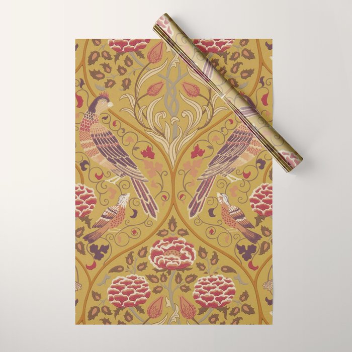 William Morris Seasons by May Melsetter  Saffron Gold Wrapping Paper Gallery Image 1