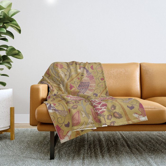 William Morris Seasons by May Melsetter  Saffron Gold Throw Blanket Gallery Image 1