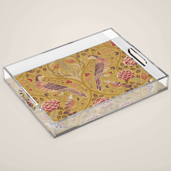 William Morris Seasons by May Melsetter  Saffron Gold Acrylic Tray Gallery Image 1