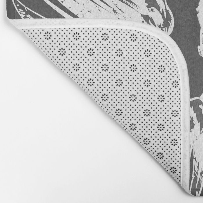 Grey & White Rock Angel Wings Skull Bath Mat Gallery Image 2