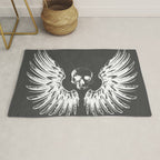 Grey & White Rock Angel Wings Skull Rug Gallery Image 1