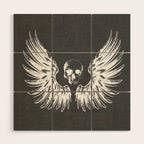 Grey & White Rock Angel Wings Skull Wood Wall Art Gallery Image 1
