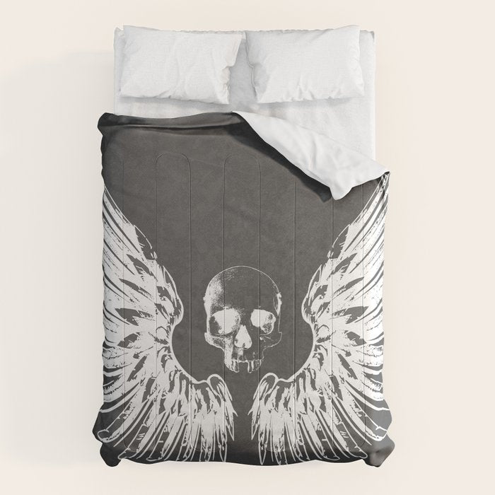 Grey & White Rock Angel Wings Skull Comforter Gallery Image 6