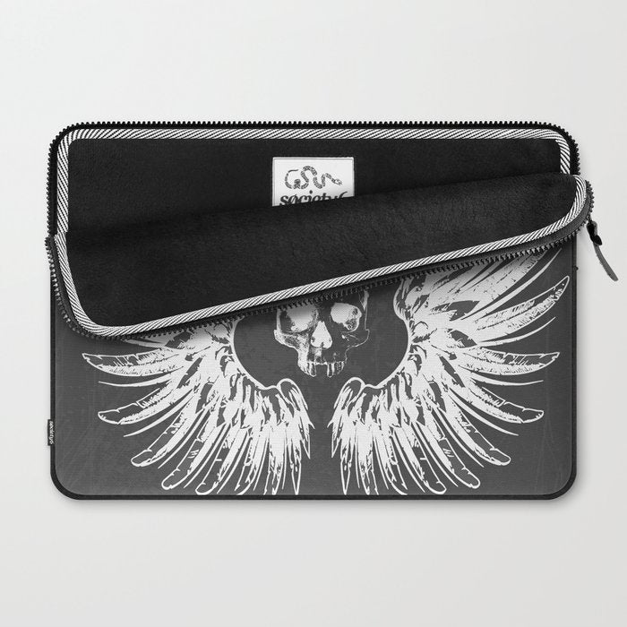 Grey & White Rock Angel Wings Skull Laptop Sleeve Gallery Image 2