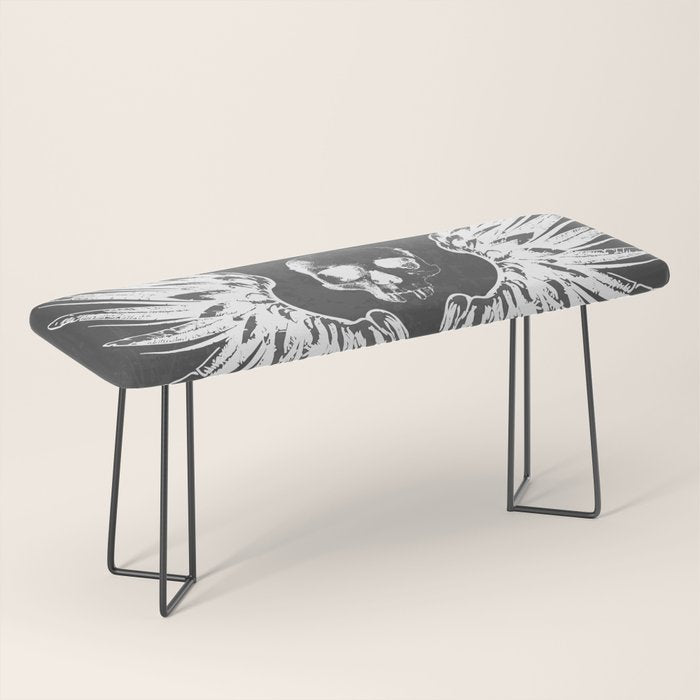 Grey & White Rock Angel Wings Skull Bench Gallery Image 1