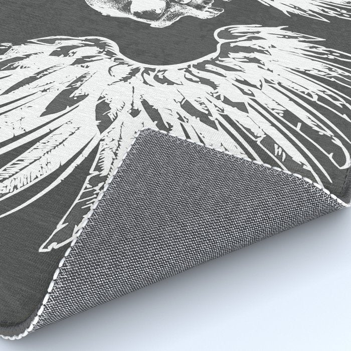 Grey & White Rock Angel Wings Skull Rug Gallery Image 4