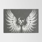 Grey & White Rock Angel Wings Skull Rug Gallery Image 2