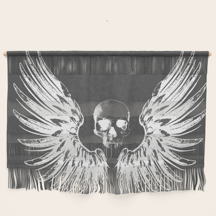 Grey & White Rock Angel Wings Skull Wall Hanging Gallery Image 1