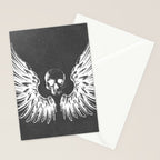 Grey & White Rock Angel Wings Skull Stationery Card Gallery Image 2