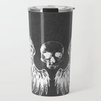 Grey & White Rock Angel Wings Skull Travel Mug Gallery Image 1