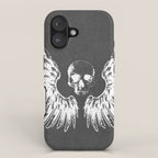 Grey & White Rock Angel Wings Skull iPhone Case Gallery Image 1