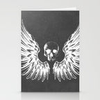 Grey & White Rock Angel Wings Skull Stationery Card Gallery Image 2