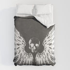 Grey & White Rock Angel Wings Skull Duvet Cover Gallery Image 6