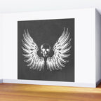 Grey & White Rock Angel Wings Skull Wall Mural Gallery Image 2