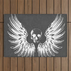 Grey & White Rock Angel Wings Skull Outdoor Rug Gallery Image 1