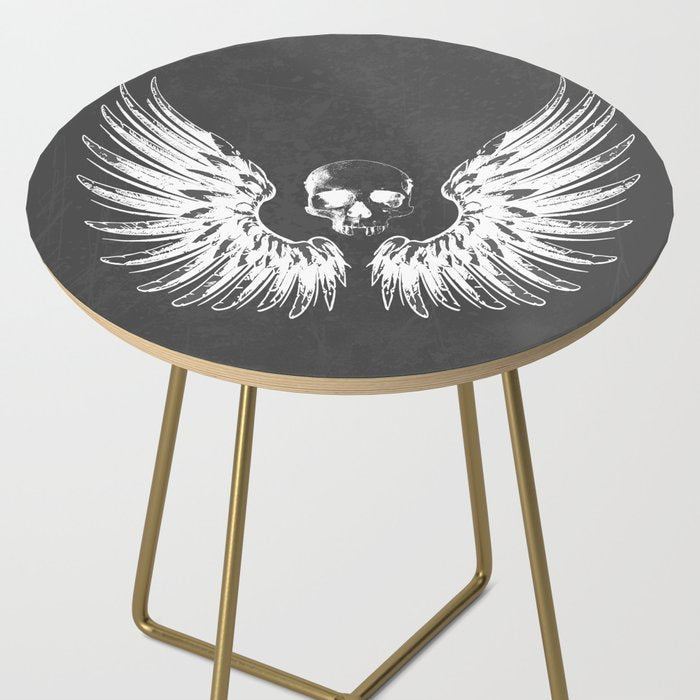 Grey & White Rock Angel Wings Skull Side Table Gallery Image 2