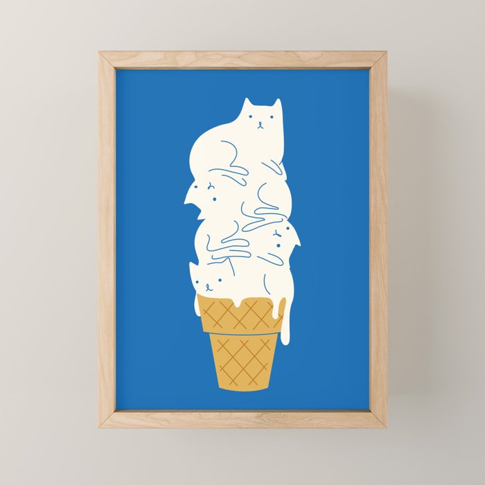 Cats Ice Cream Mini Art Print Gallery Image 1