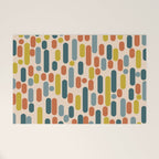 Morningside Heights Mid Century Modern Pattern in Steel Blue, Mustard, Orange, and Cream Tones Welcome Mat Gallery Image 1