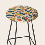 Morningside Heights Mid Century Modern Pattern in Steel Blue, Mustard, Orange, and Cream Tones Stool Gallery Image 2